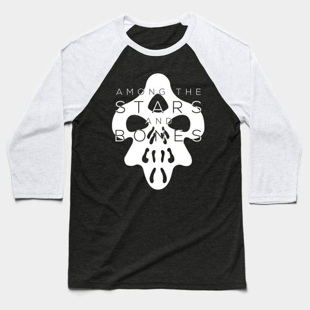 Among the Stars and Bones White Transparent Logo Baseball T-Shirt by amongstarsbones